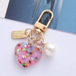 ⭐NWT Sparkle Heart and Pearl Bag Charm Keychain